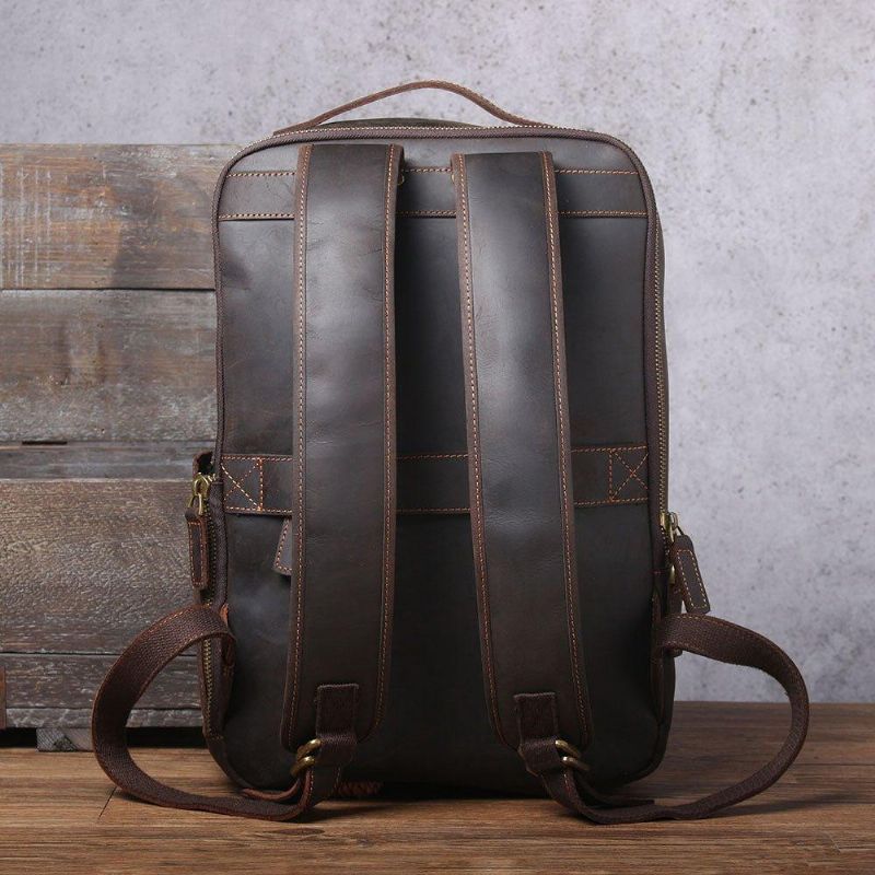 Sac À Dos Cuir Vintage Pour Hommes Ordinateur Portable