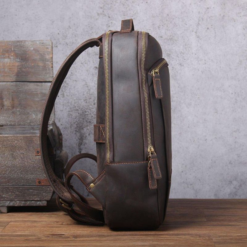 Sac À Dos Cuir Vintage Pour Hommes Ordinateur Portable