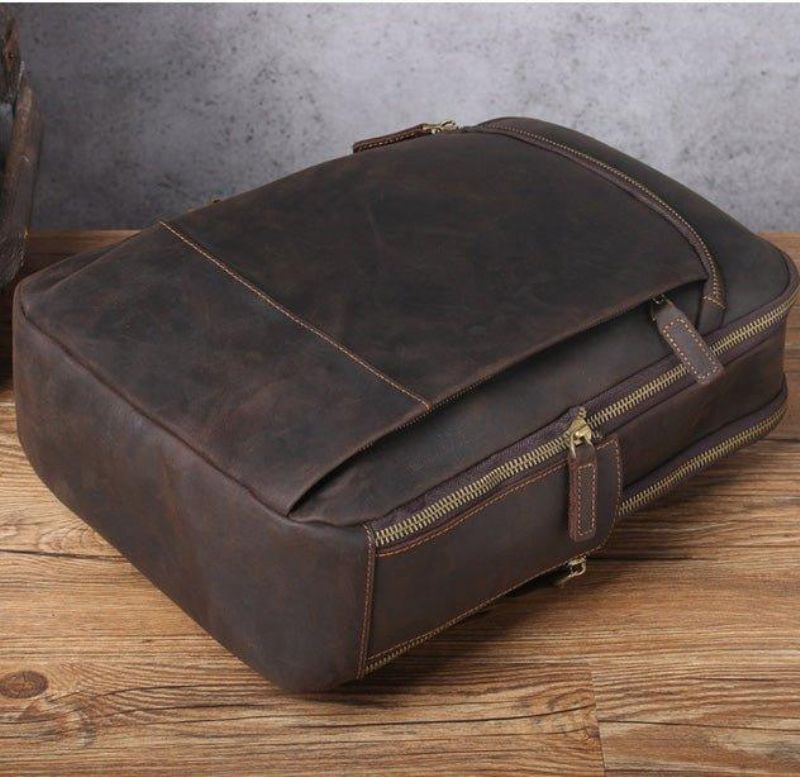 Sac À Dos Cuir Vintage Pour Hommes Ordinateur Portable