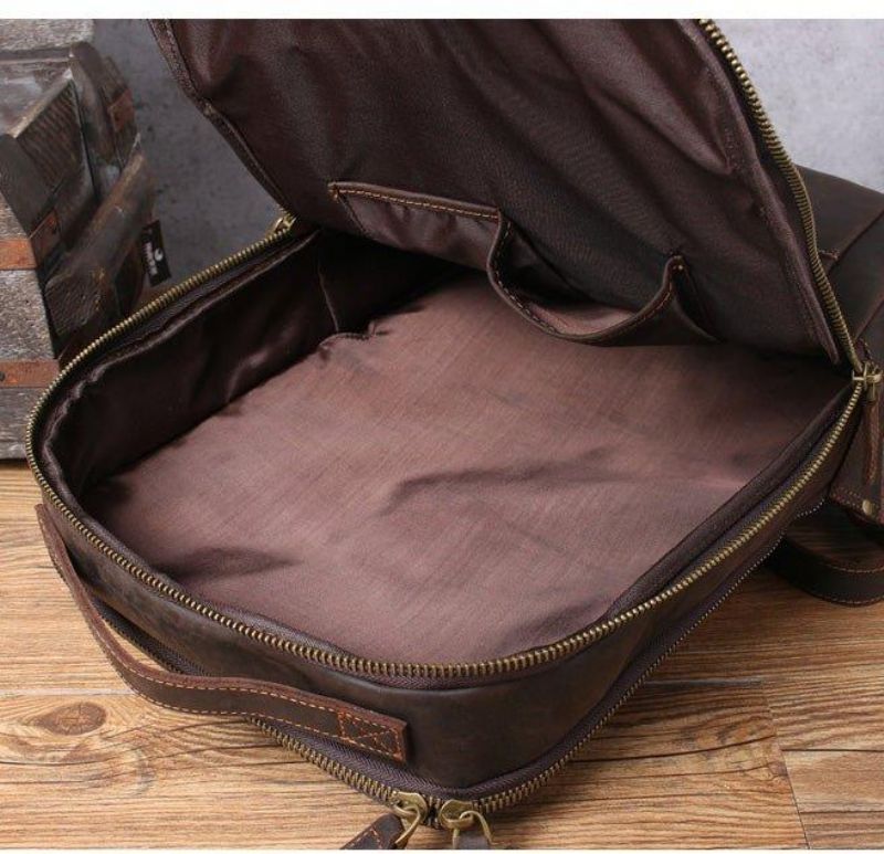 Sac À Dos Cuir Vintage Pour Hommes Ordinateur Portable