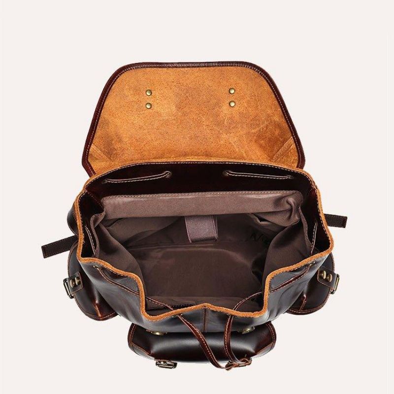 Sac À Dos Cuir Vintage Pour Hommes Ordinateur Portable 17 Pouces