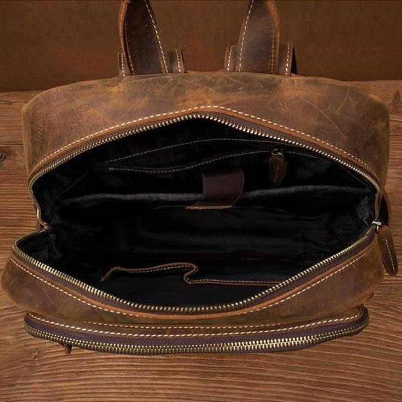 Sac À Dos Cuir Vintage Marron Pour Ordinateur Portable Hommes