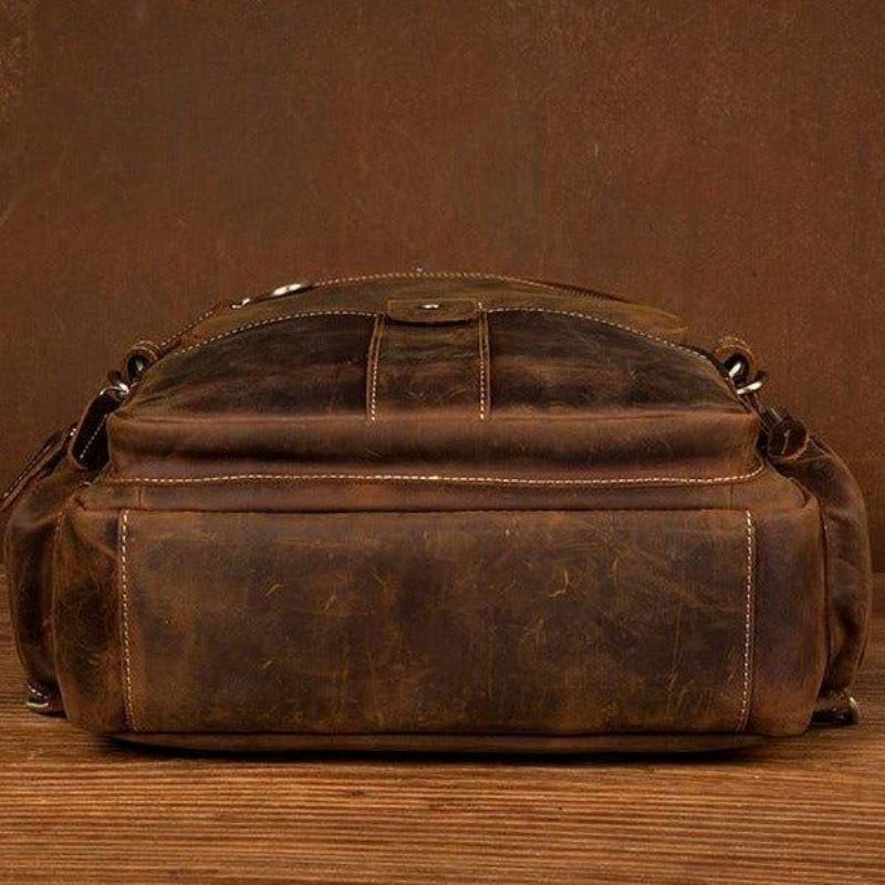 Sac À Dos Cuir Vintage Marron Pour Ordinateur Portable Hommes