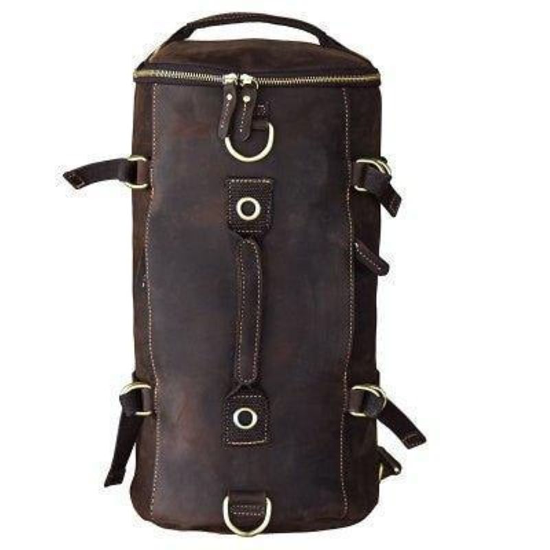 Sac À Dos Cylindrique Vintage Cuir Véritable Pour Hommes