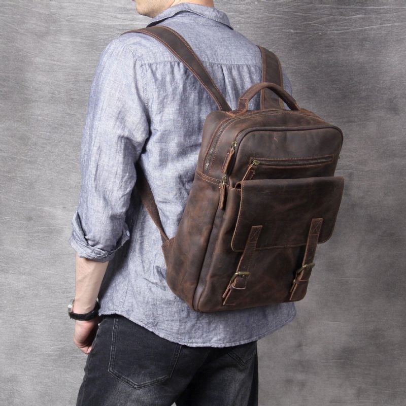 Sac À Dos Pour Ordinateur Portable Cuir Hommes Les Affaires