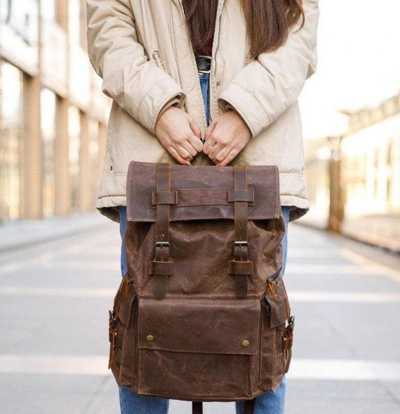 Sac À Dos Toile Cirée Pour Hommes Vintage