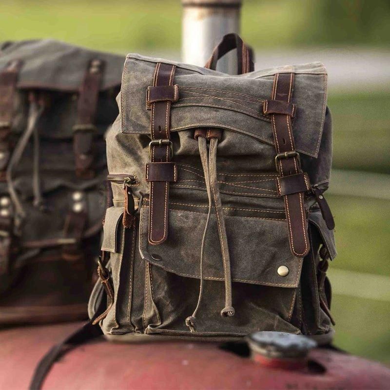 Sac À Dos Toile Cirée Pour Hommes Vintage