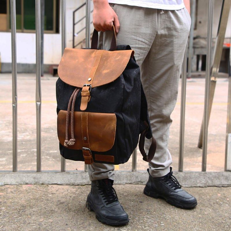 Sac À Dos Toile Cirée Pour Ordinateur Portable Hommes Et Femmes