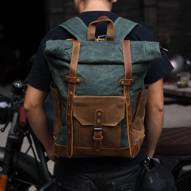 Sac À Dos Toile Cirée Roll Top Pour Hommes