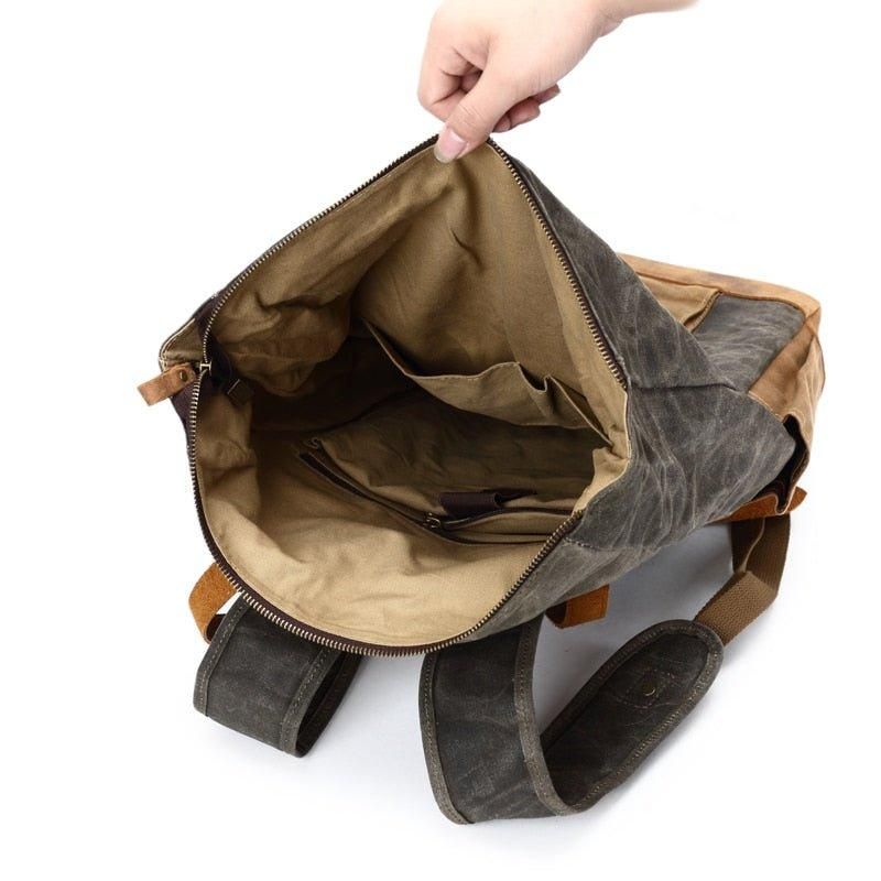 Sac À Dos Toile Cirée Roll Top Pour Hommes