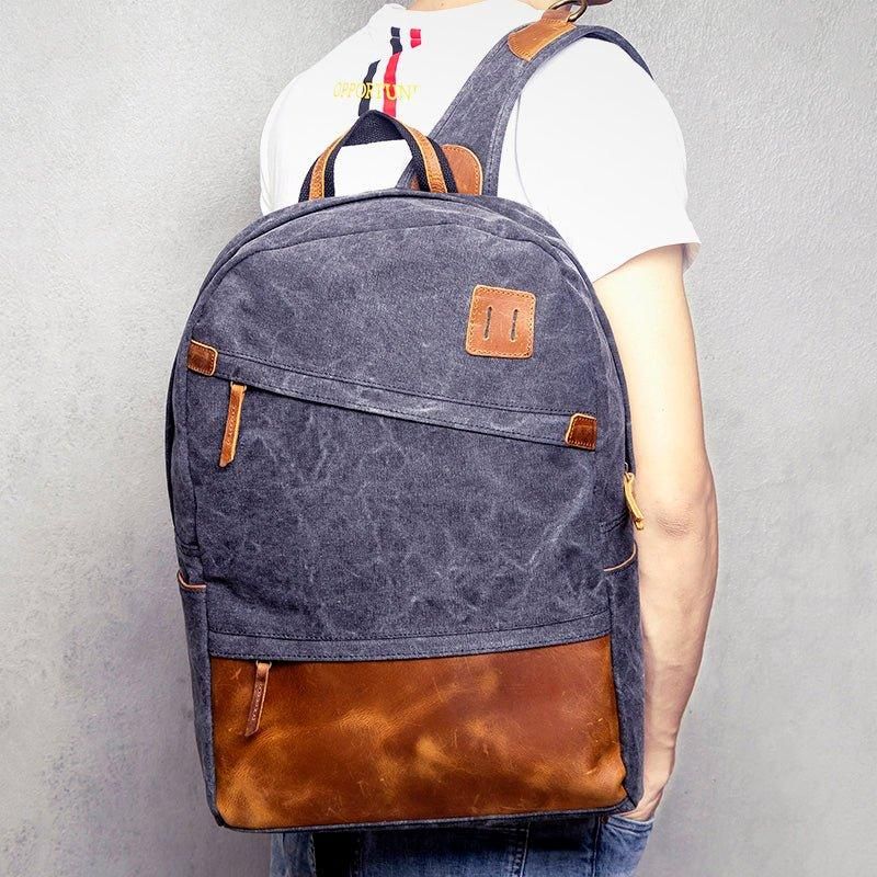 Sac À Dos Toile Pour Hommes Cartable Ordinateur Portable 14 Pouces