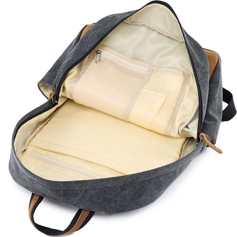 Sac À Dos Toile Pour Hommes Cartable Ordinateur Portable 14 Pouces