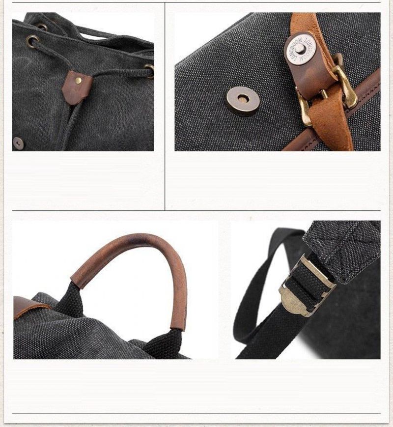 Sac À Dos Toile Imperméable Pour Hommes Vintage 15 Pouces