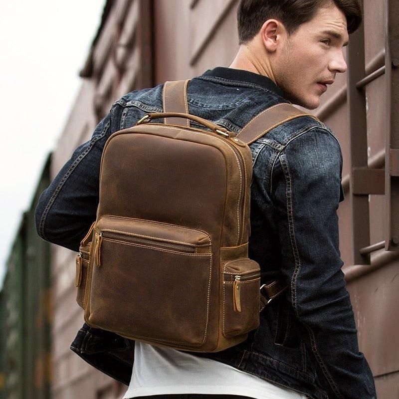 Sac À Dos Vintage Cuir Véritable Pour Homme