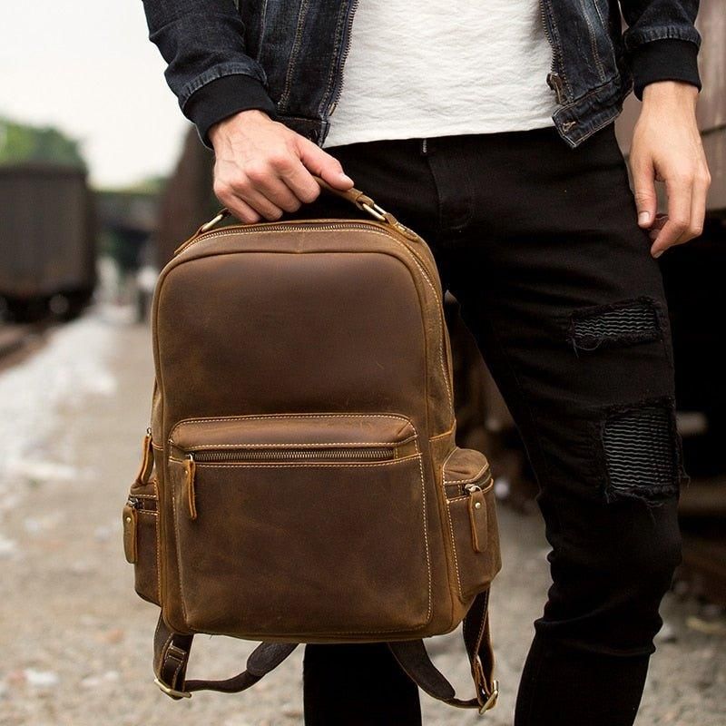 Sac À Dos Vintage Cuir Véritable Pour Homme