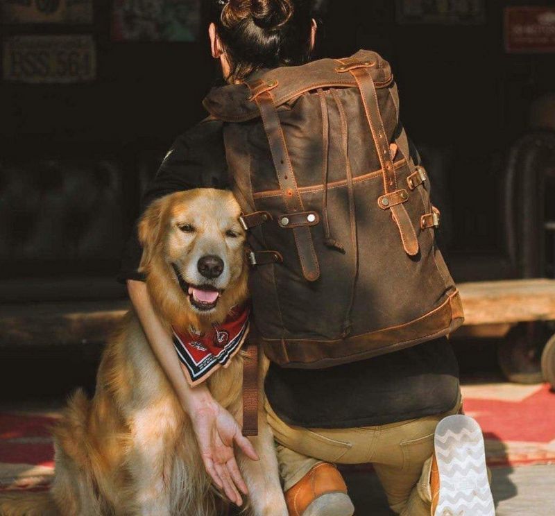 Sac À Dos Vintage Toile Cirée Pour Hommes Cuir