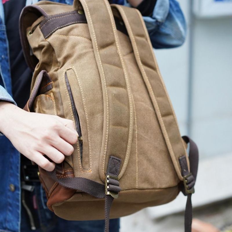 Sac À Dos Vintage Toile Cirée Imperméable Pour Homme