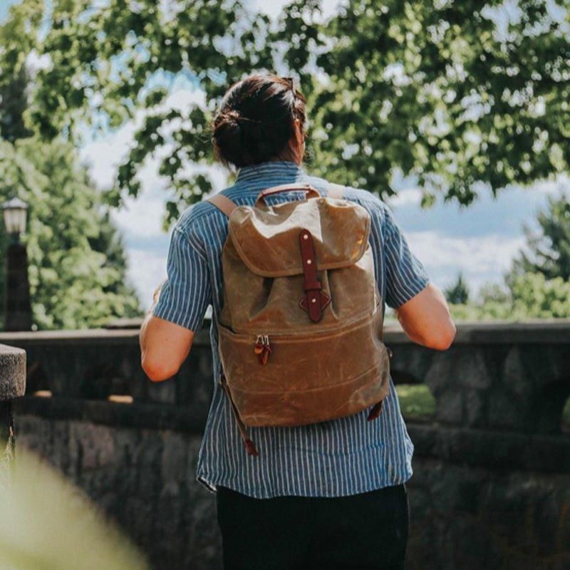 Sac À Dos Vintage Toile Pour Hommes Avec Cordon Serrage