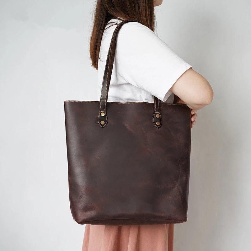 Sac Fourre-tout Cuir Marron Pour Femme