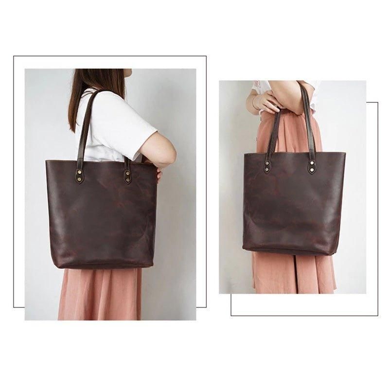 Sac Fourre-tout Cuir Marron Pour Femme