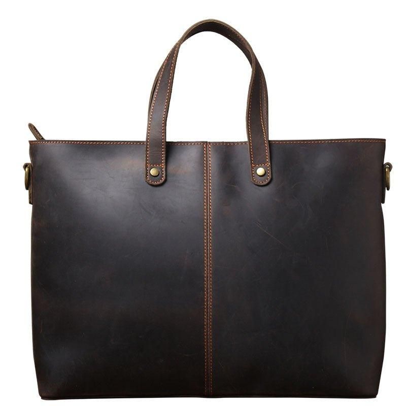 Sac À Main Cuir Pour Ordinateur Portable Hommes Marron Foncé