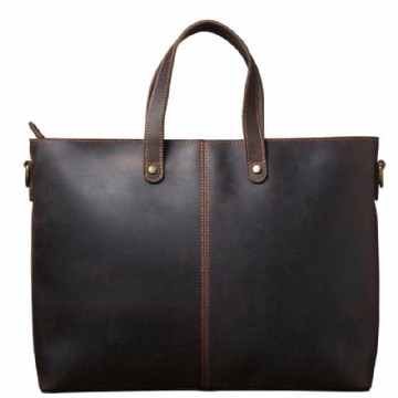 Sac À Main Cuir Pour Ordinateur Portable Hommes Marron Foncé