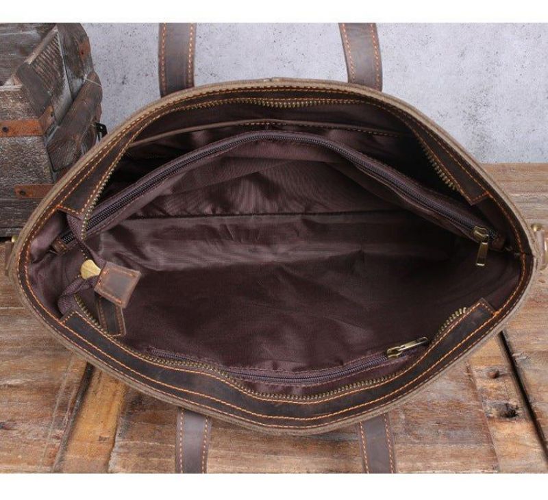 Sac À Main Cuir Pour Ordinateur Portable Hommes Marron Foncé