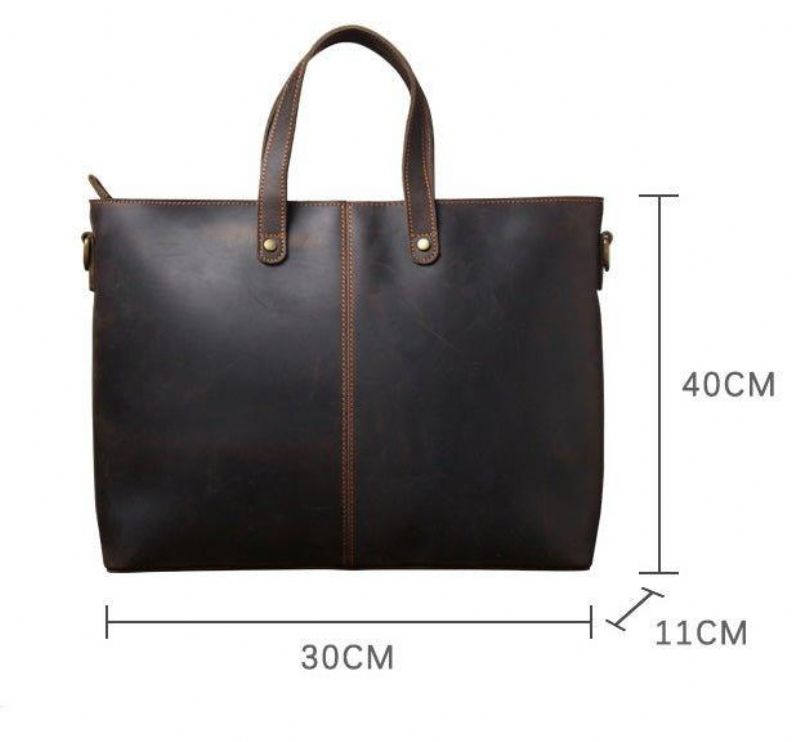 Sac À Main Cuir Pour Ordinateur Portable Hommes Marron Foncé