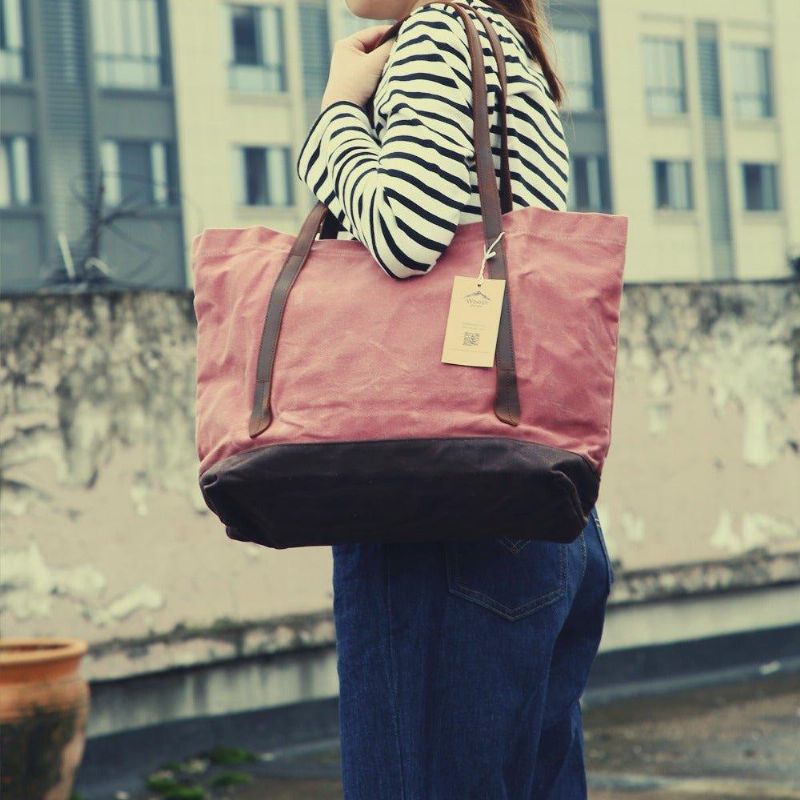 Sac À Main Fourre-tout Toile Vintage Avec Poche