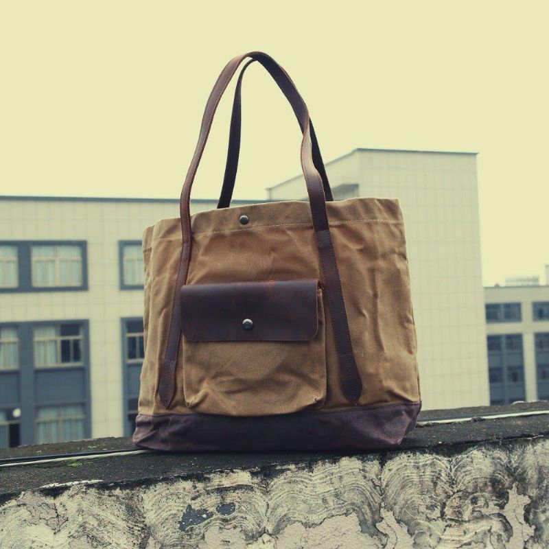 Sac À Main Fourre-tout Toile Vintage Avec Poche