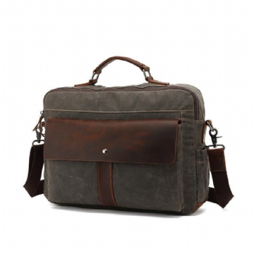 Sac Messager D'affaires Toile Vintage Pour Hommes Ordinateur Portable