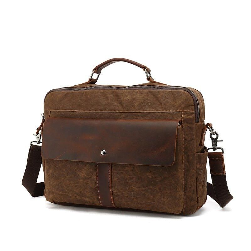 Sac Messager D'affaires Toile Vintage Pour Hommes Ordinateur Portable