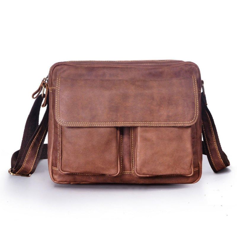 Sac Messager Classique Cuir Véritable Pour Homme