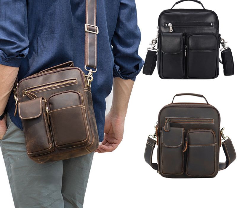 Sac Messager Cuir Vintage Portable Pour L'extérieur