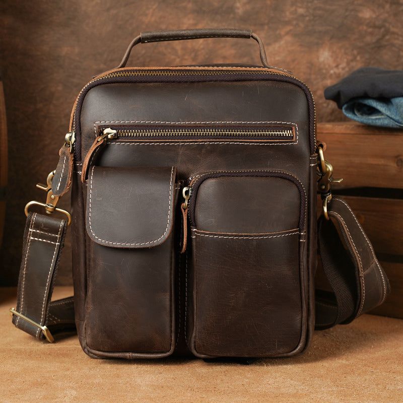 Sac Messager Cuir Vintage Portable Pour L'extérieur