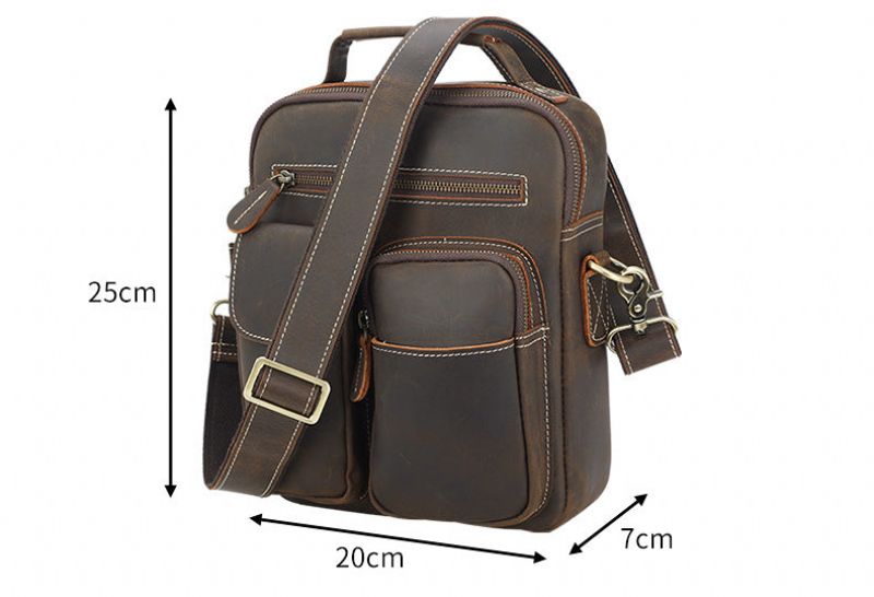 Sac Messager Cuir Vintage Portable Pour L'extérieur