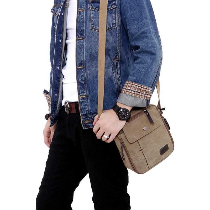 Sac Messager Léger Toile Coton Pour Homme