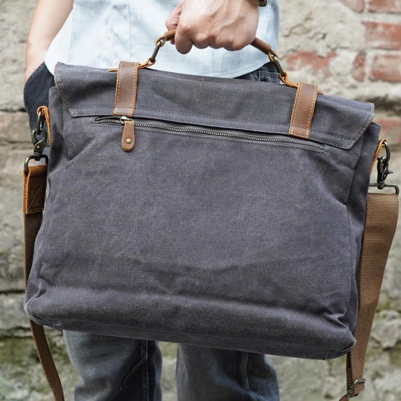 Sac Messager Pour Ordinateur Portable Toile Cirée Hommes