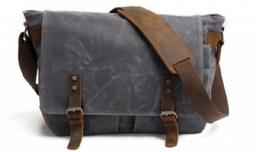 Sac Messager Toile Cirée Pour Homme Ordinateur Portable