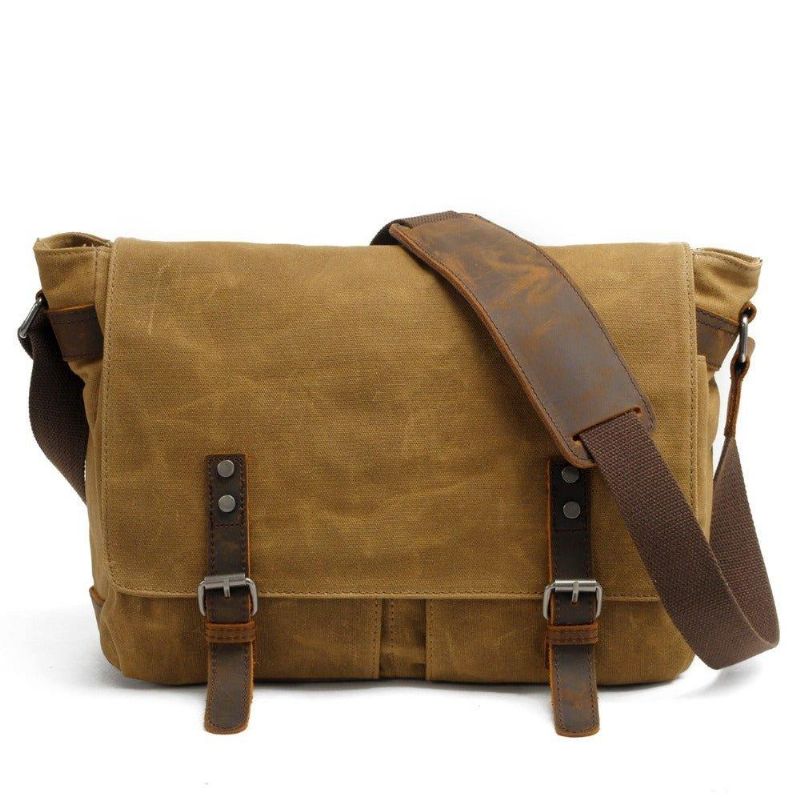 Sac Messager Toile Cirée Pour Homme Ordinateur Portable