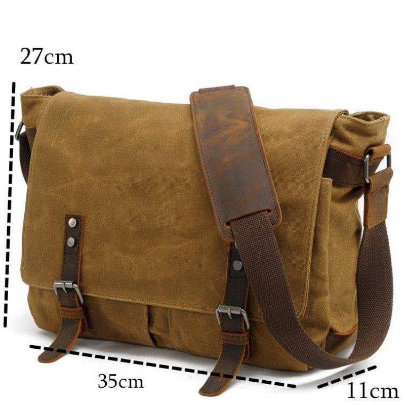 Sac Messager Toile Cirée Pour Homme Ordinateur Portable