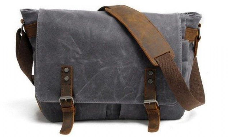 Sac Messager Toile Cirée Pour Homme Ordinateur Portable