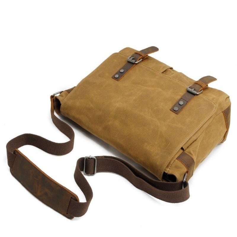 Sac Messager Toile Cirée Pour Homme Ordinateur Portable