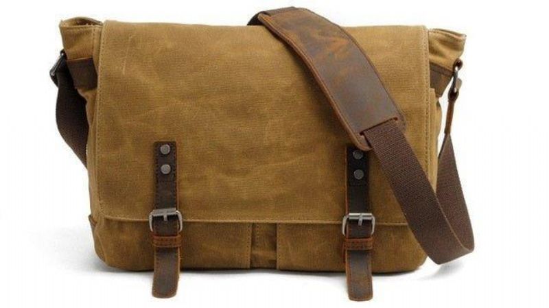 Sac Messager Toile Cirée Pour Homme Ordinateur Portable