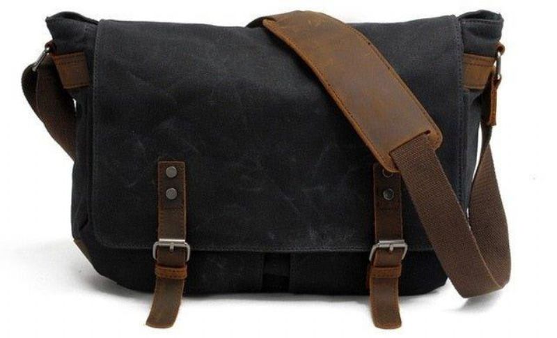 Sac Messager Toile Cirée Pour Homme Ordinateur Portable