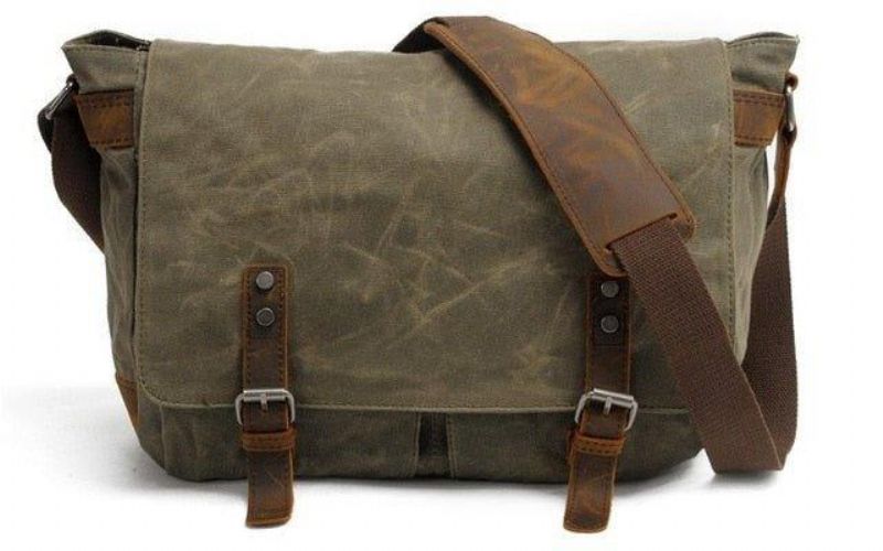 Sac Messager Toile Cirée Pour Homme Ordinateur Portable