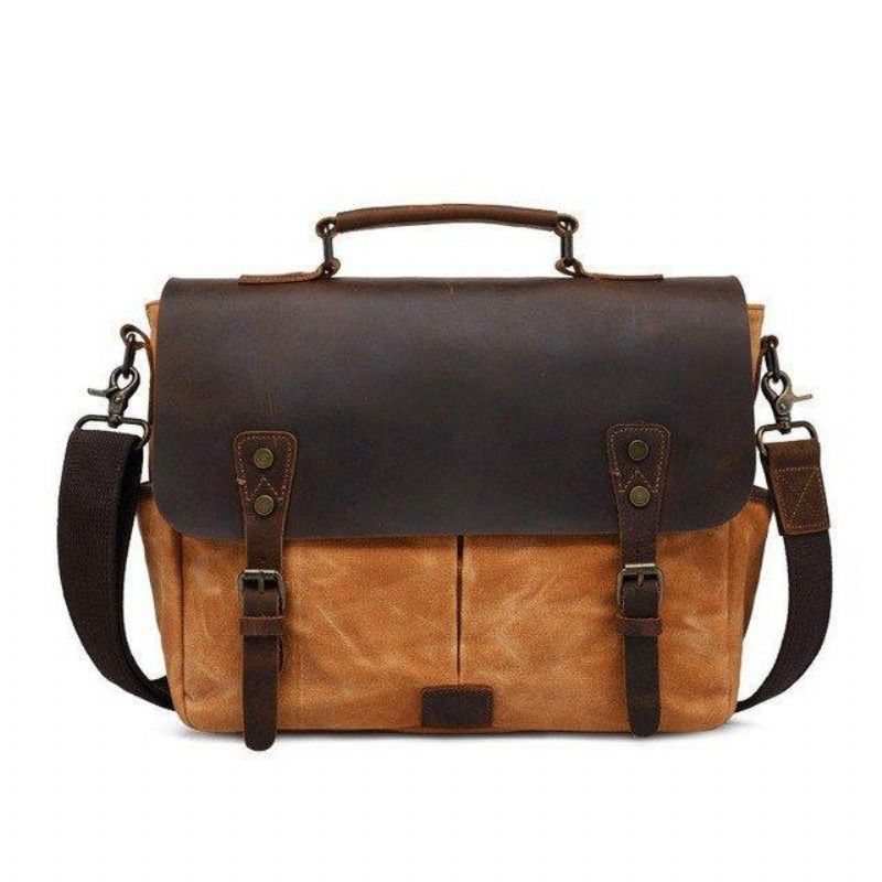 Sac Messager Toile Cirée Pour Homme Ordinateur Portable