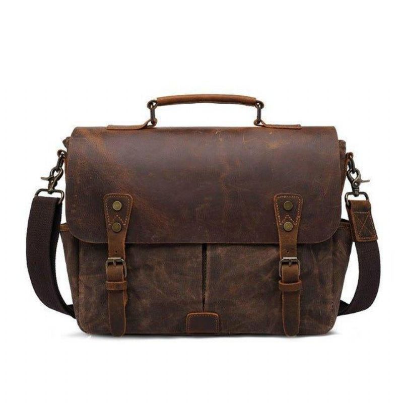 Sac Messager Toile Cirée Pour Homme Ordinateur Portable