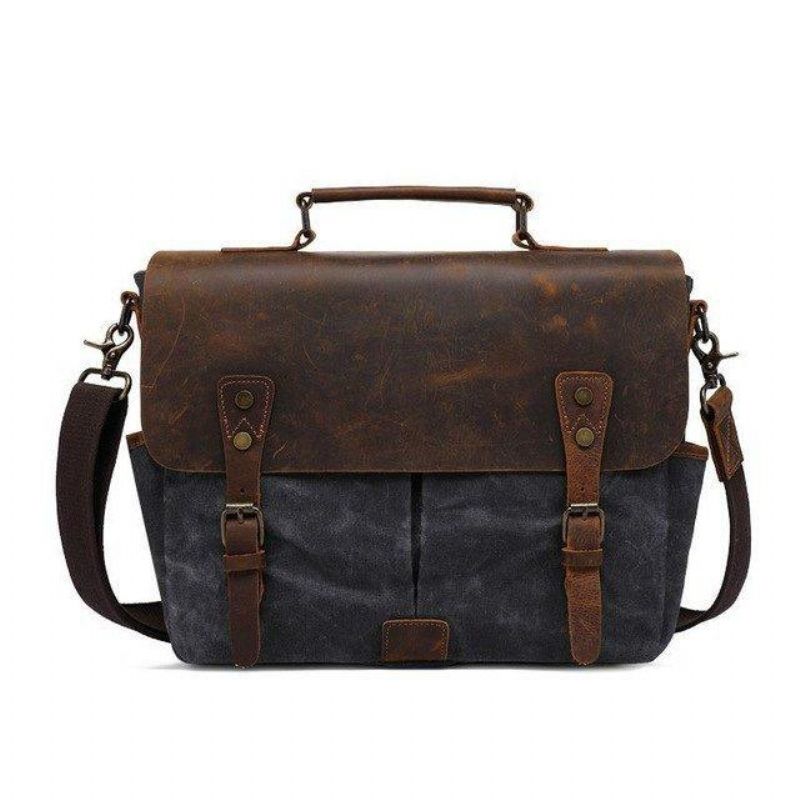 Sac Messager Toile Cirée Pour Homme Ordinateur Portable