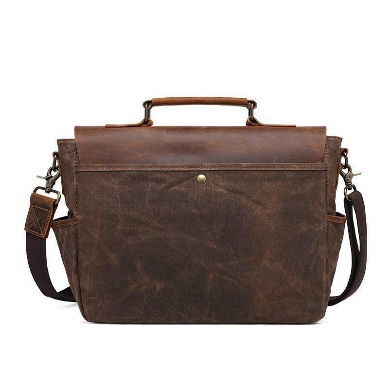 Sac Messager Toile Cirée Pour Homme Ordinateur Portable